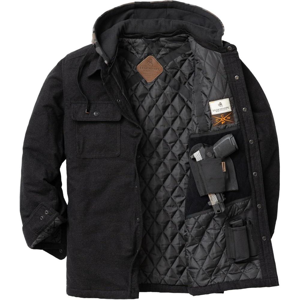 imageLegendary Whitetails mens Concealed Carry Maplewood Hooded Shirt JacketBlack Heather