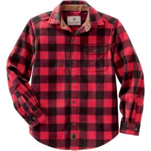 Legendary Whitetails Boys’ Snap Front Navigator Fleece Shirt(Shotgun Shell Red Plaid)