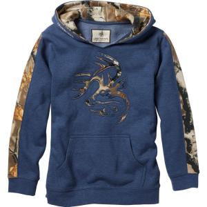 Legendary Whitetails Kids Pullover Hoodie Camo Sweatshirt Comfy V-Neck Design(Crater Lake Blue Heather)