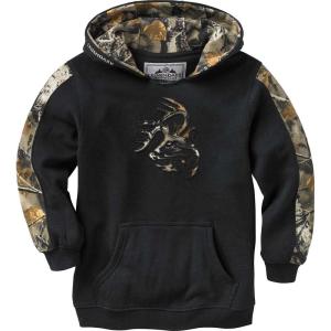 Legendary Whitetails Kids Pullover Hoodie Camo Sweatshirt Comfy V-Neck Design(Onyx)
