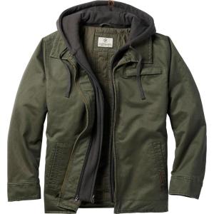 Legendary Whitetails Men’s Casual Coat with Hood Waxed Cotton Water Resistant(Army)