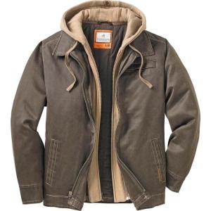 Legendary Whitetails Men’s Casual Coat with Hood Waxed Cotton Water Resistant(Tobacco)