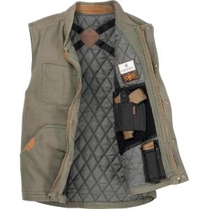 Legendary Whitetails Men’s Concealed Carry CCW Vest with Two Holsters Water-Repellent Canvas Insulated(Army)