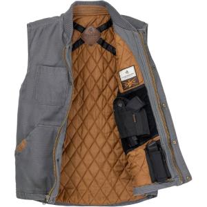Legendary Whitetails Men’s Concealed Carry CCW Vest with Two Holsters Water-Repellent Canvas Insulated(Charcoal)