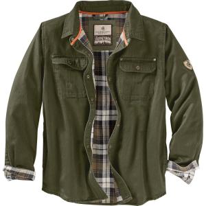 Legendary Whitetails Men’s Flannel Lined Shirt Jacket Waxed Cotton Water Resistant(Dark Army)