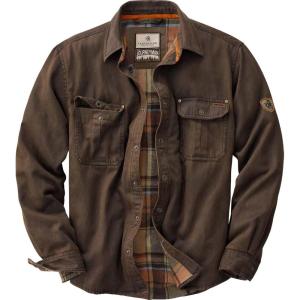 Legendary Whitetails Men’s Flannel Lined Shirt Jacket Waxed Cotton Water Resistant(Tobacco)
