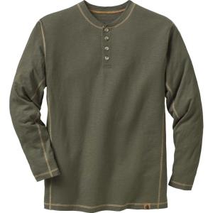 Legendary Whitetails Men’s Henley Shirt Long Sleeve Button Up Casual Fit Cotton/Poly Blend(Army)