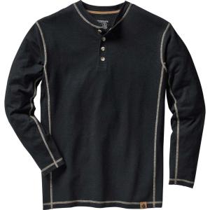 Legendary Whitetails Men’s Henley Shirt Long Sleeve Button Up Casual Fit Cotton/Poly Blend(Black)