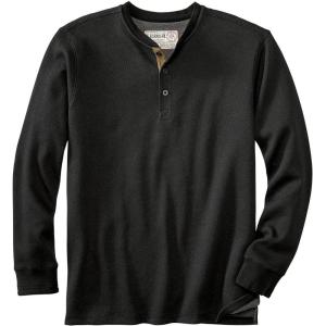 Legendary Whitetails Men’s Henley Shirt Long Sleeve Heavyweight Double Thermal Layer(Black)