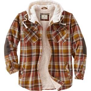 Legendary Whitetails Men’s Hooded Shirt Jacket Plaid Flannel Berber Lined Polyfill Insulated(Arrowood Barnwood Plaid)