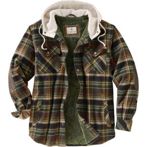 Legendary Whitetails Men’s Hooded Shirt Jacket Plaid Flannel Berber Lined Polyfill Insulated(Stout Plaid)