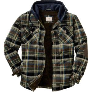 Legendary Whitetails Men’s Hooded Shirt Jacket Plaid Flannel Berber Lined Polyfill Insulated(Union Plaid)