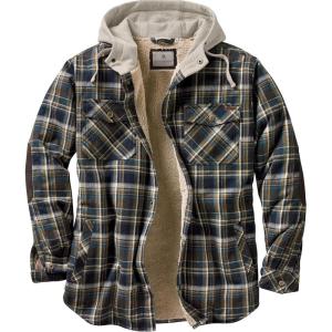 Legendary Whitetails Men’s Hooded Shirt Jacket Plaid Flannel Berber Lined Polyfill Insulated(Upland Plaid)