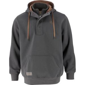 Legendary Whitetails Men’s Hoodie Quarter Zip Quilted Sweatshirt Double Layered Lined Hood(Charcoal)