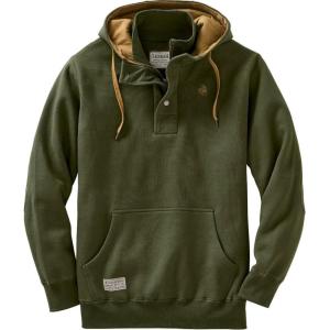 Legendary Whitetails Men’s Hoodie Quarter Zip Quilted Sweatshirt Double Layered Lined Hood(Loden)