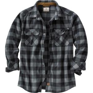 Legendary Whitetails Men’s Long Sleeve Fleece Button Up Heavyweight Shirt(Graphite Plaid)
