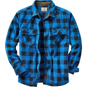 Legendary Whitetails Men’s Long Sleeve Fleece Button Up Heavyweight Shirt(Liberty Buffalo Plaid Blue)