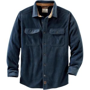 Legendary Whitetails Men’s Long Sleeve Fleece Button Up Heavyweight Shirt(Navy)