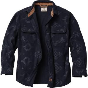 Legendary Whitetails Men’s Long Sleeve Fleece Button Up Heavyweight Shirt(Navy Embossed)