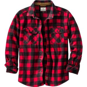 Legendary Whitetails Men’s Long Sleeve Fleece Button Up Heavyweight Shirt(Shotgun Shell Red Plaid)
