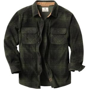 Legendary Whitetails Men’s Long Sleeve Fleece Button Up Heavyweight Shirt(True Forest Plaid)