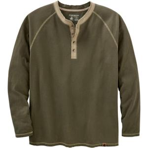 Legendary Whitetails Men’s Long Sleeve Henley Shirt Button Up Casual Fit 100% Cotton(Army)