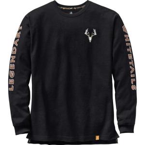 Legendary Whitetails Men’s Long Sleeve T-Shirt Graphic Tee Preshrunk 100% Heavyweight Cotton(Black)