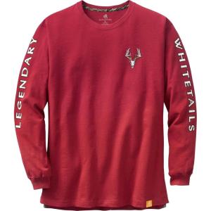 Legendary Whitetails Men’s Long Sleeve T-Shirt Graphic Tee Preshrunk 100% Heavyweight Cotton(Cardinal)