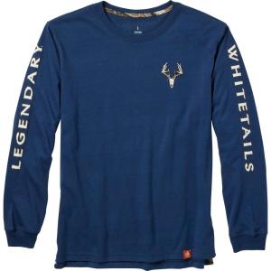 Legendary Whitetails Men’s Long Sleeve T-Shirt Graphic Tee Preshrunk 100% Heavyweight Cotton(Crater Lake Blue)