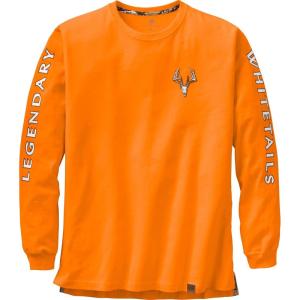 Legendary Whitetails Men’s Long Sleeve T-Shirt Graphic Tee Preshrunk 100% Heavyweight Cotton(Inferno)