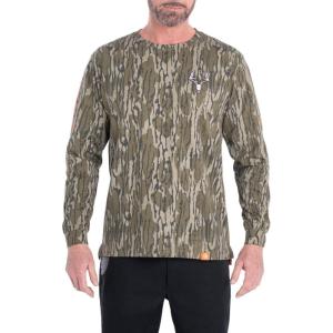 Legendary Whitetails Men’s Long Sleeve T-Shirt Graphic Tee Preshrunk 100% Heavyweight Cotton(Mossy Oak Bottomland)