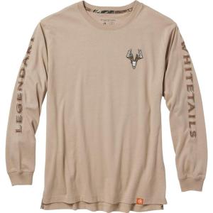 Legendary Whitetails Men’s Long Sleeve T-Shirt Graphic Tee Preshrunk 100% Heavyweight Cotton(Taupe)