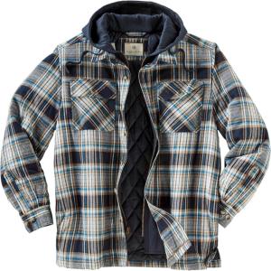 Legendary Whitetails Men’s Plaid Flannel Shirt Jacket Quilted with Hood Polyfill Insulated(Blue Dusk Plaid)