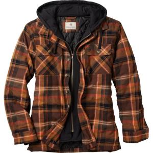 Legendary Whitetails Men’s Plaid Flannel Shirt Jacket Quilted with Hood Polyfill Insulated(Deer Shed Plaid)