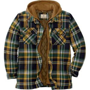 Legendary Whitetails Men’s Plaid Flannel Shirt Jacket Quilted with Hood Polyfill Insulated(Field Tract Plaid)