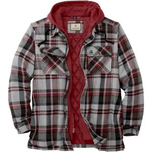 Legendary Whitetails Men’s Plaid Flannel Shirt Jacket Quilted with Hood Polyfill Insulated(Windstorm Plaid)
