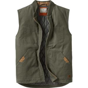 Legendary Whitetails Men’s Quilted Canvas Vest Zip Up Heavy Duty Water-Repellent Finish(Army)