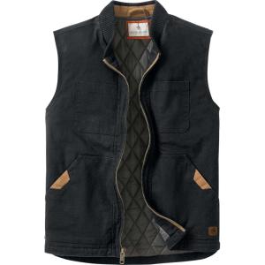 Legendary Whitetails Men’s Quilted Canvas Vest Zip Up Heavy Duty Water-Repellent Finish(Black)