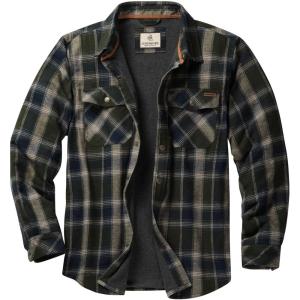 Legendary Whitetails Men’s Thermal Lined Shirt Jacket Plaid Flannel Polyfill Insulated(Barnwood Balsam Plaid)