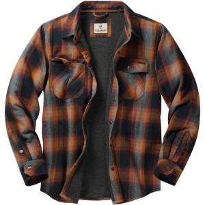 Legendary Whitetails Men’s Thermal Lined Shirt Jacket Plaid Flannel Polyfill Insulated(Big Sky Cabin Plaid)