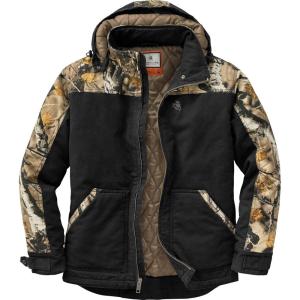 Legendary Whitetails Men’s Winter Coat Quilted Canvas Workwear Jacket Water Repellent Insulated(Black)