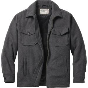 Legendary Whitetails Men’s Wool Blend Jacket Quilted Satin Insulated Sleeves Sherpa Lined(Charcoal Heather)