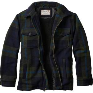 Legendary Whitetails Men’s Wool Blend Jacket Quilted Satin Insulated Sleeves Sherpa Lined(Eerie Night Plaid)