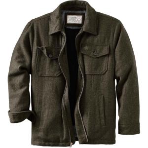 Legendary Whitetails Men’s Wool Blend Jacket Quilted Satin Insulated Sleeves Sherpa Lined(Foggy Ridge Plaid)