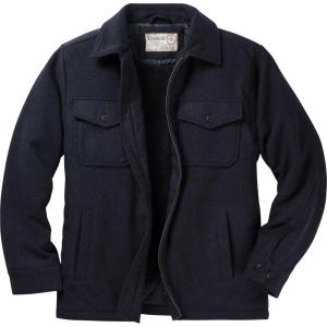 Legendary Whitetails Men’s Wool Blend Jacket Quilted Satin Insulated Sleeves Sherpa Lined(Navy Heather)