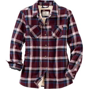 Legendary Whitetails Women’s Flannel Shacket Sherpa Lined Plaid Shirt Jacket Warm Fleece(Merlot Plaid)