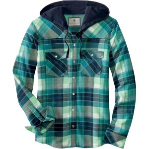 Legendary Whitetails Women’s Flannel Shirt Hooded Heavyweight Stretch Button Up(Frozen River Plaid)