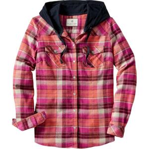 Legendary Whitetails Women’s Flannel Shirt Hooded Heavyweight Stretch Button Up(Fusion Plaid)