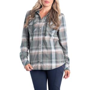 Legendary Whitetails Women’s Flannel Shirt Hooded Heavyweight Stretch Button Up(Green Grove)