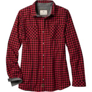 Legendary Whitetails Women’s Long Sleeve Plaid Flannel Button Up Shirt 100% Cotton(Mini Buffalo Check)